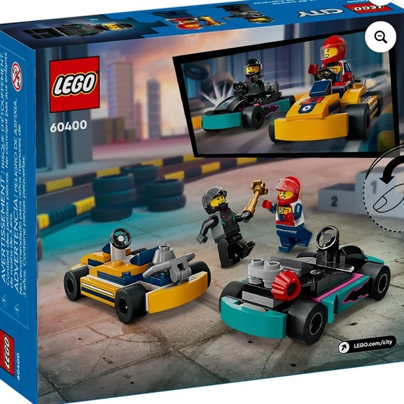 LEGO City Go-Karts and Race Drivers Toy Playset - 2 Driver Minifigures, Race Car - Picture 4 of 6